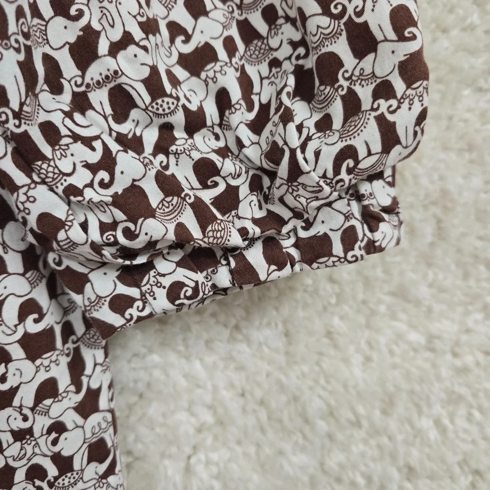Lilly Pulitzer Top Women's Elephant Print Brown White Size 6 - Picture 4 of 14